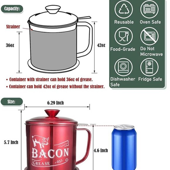 New Stainless Steel Cooking Oil Keeper with Lid and Easy-Grip Handle - Picture 4 of 9